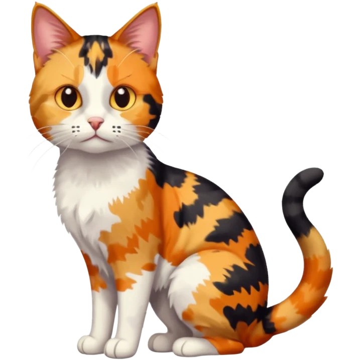 full body anxious looking colourful patchy calico tabby cat emoji