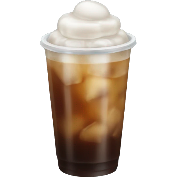 "An iced Americano filled with brownish ice." emoji