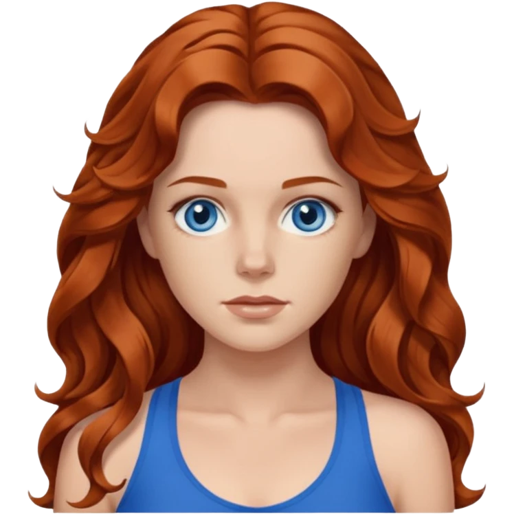 Matt Ryan Constantine and Long wavy Auburn hair woman BLUE eyes wearing blue cami emoji