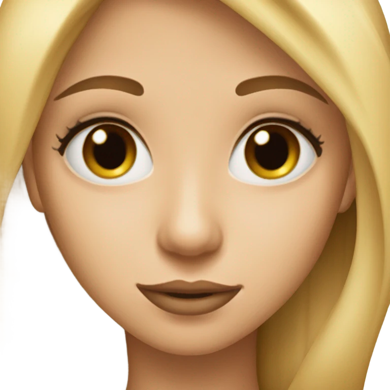 a beautiful girl with neat facial features, blonde hair, brown eyes, and full lips. emoji