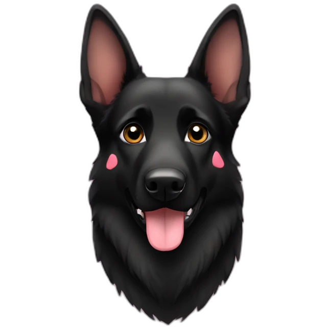 Black german shepherd with hearts emoji