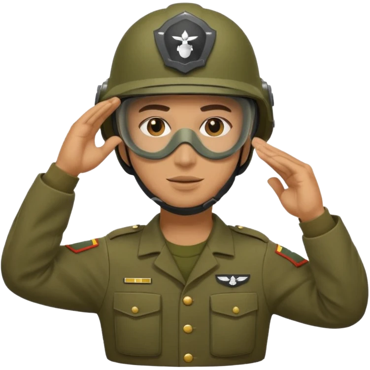 Soldier saluting with helmet + mask on emoji