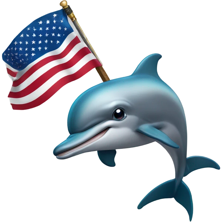 dolphin with a american flag behind it and holding a sword emoji