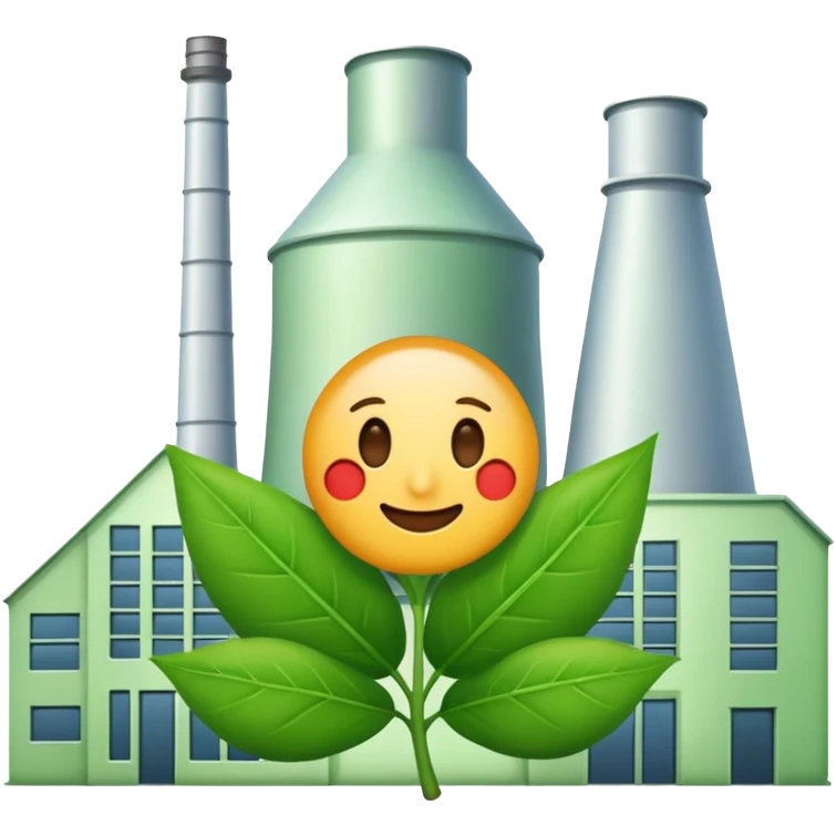 factory with a green leaf for eco-friendly, emoji style emoji