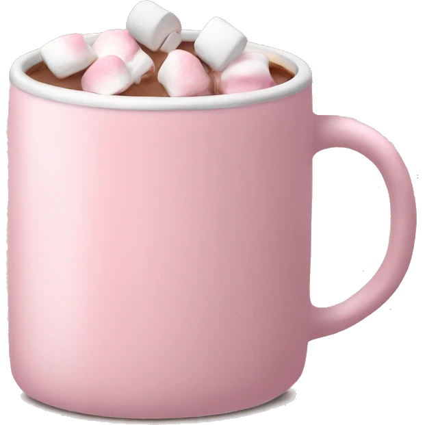 Light Pink mug of hot chocolate with marshmallows  emoji