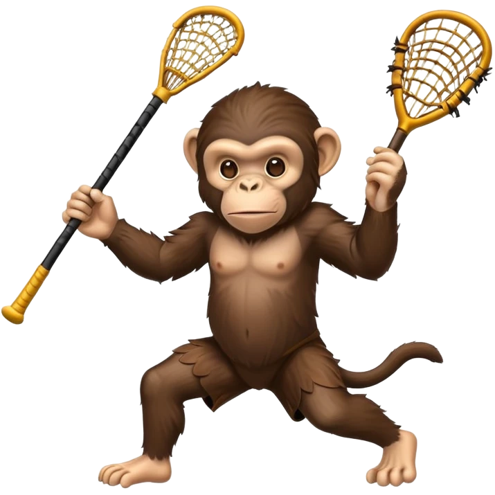 Chimp playing lacrosse emoji