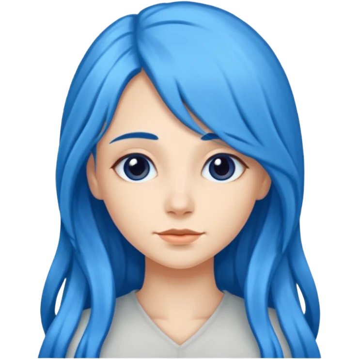 Kék, hosszú haj, fehér nő emoji