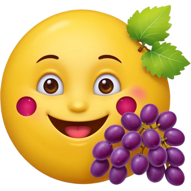 Yellow circular emoji eating grapes emoji