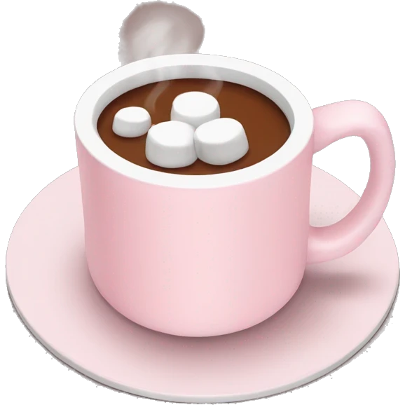 Light Pink mug of hot chocolate with marshmallows  emoji