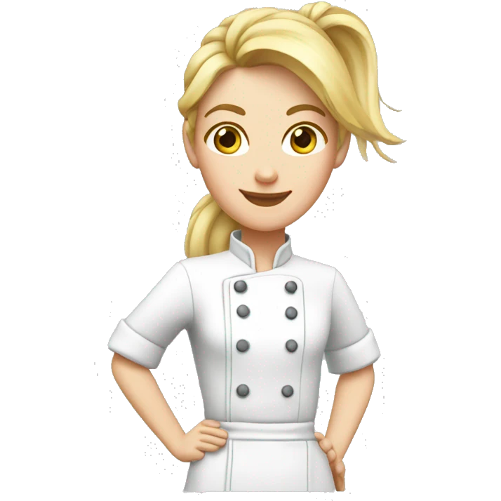 middleage chef blond ponytail with hazel eyes and white skin emoji
