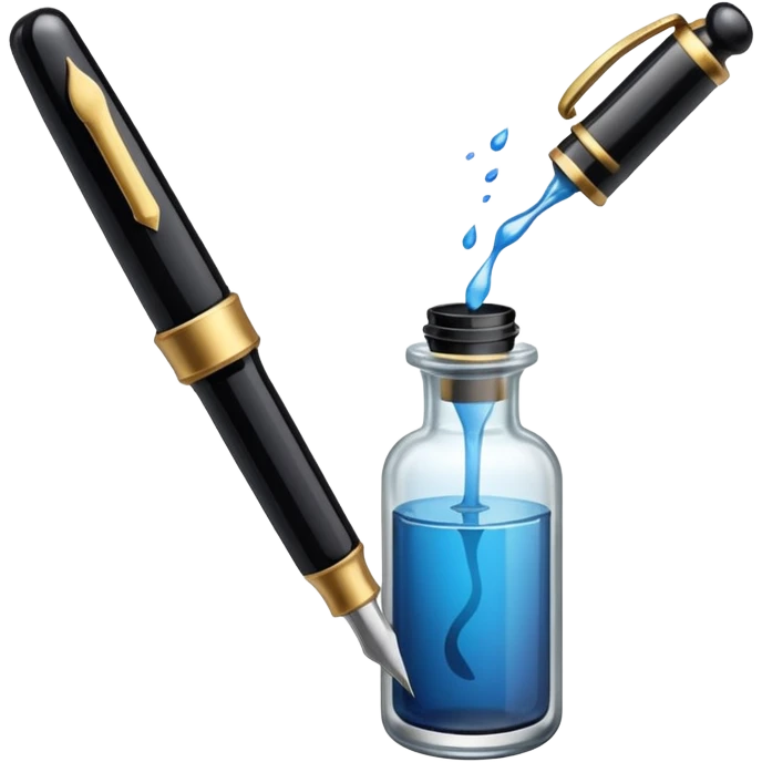 Vintage Fountain pen + in bottle emoji