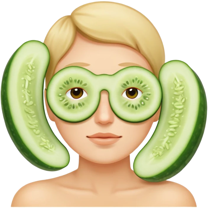 Smiley relaxing wearing cucumbers emoji