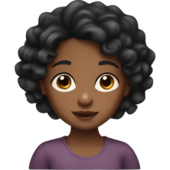 little brown skin girl with curley black hair  emoji