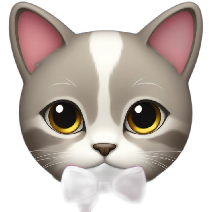 Shy cat with pink bow emoji