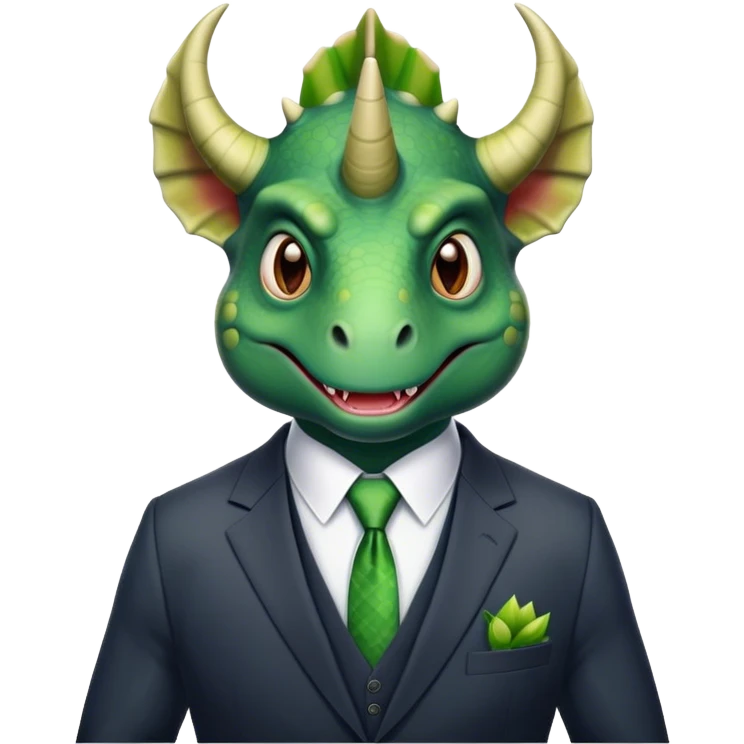 faces of different office green triceratops in a suit emoji