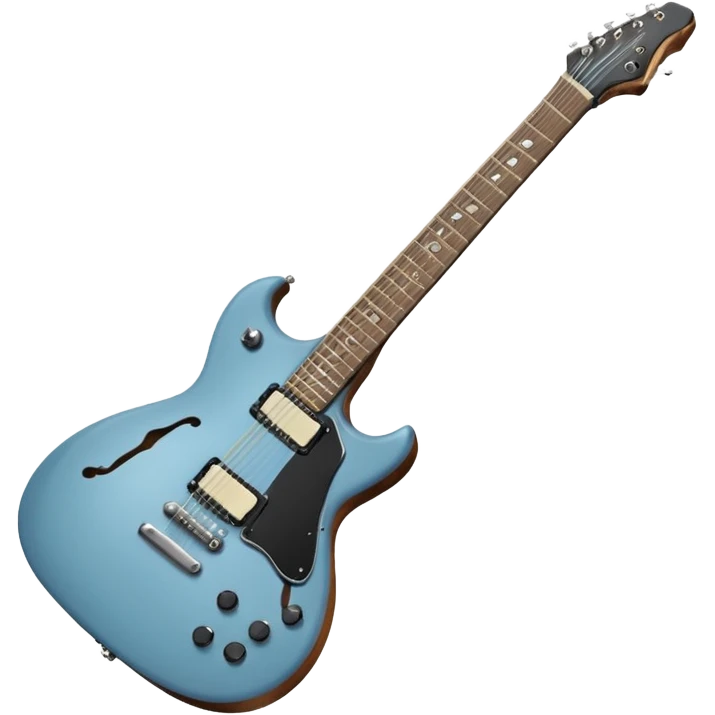 A gray-blue electric guitar with a black pick guard and only one volume knob emoji