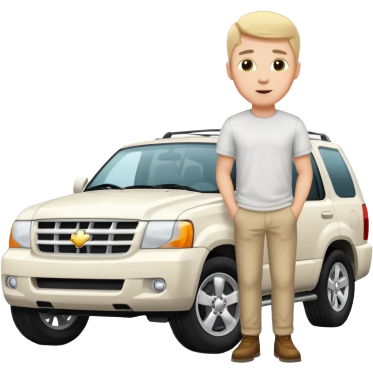 White. SUV vehicle. White male emoji