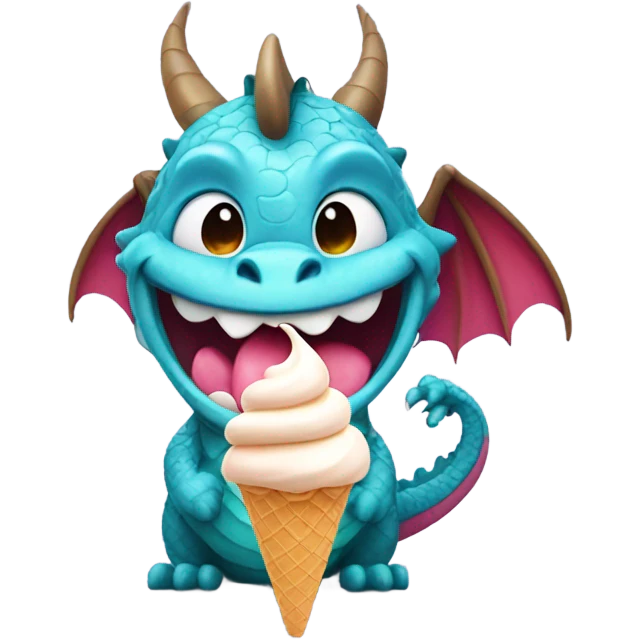 Dragon smiling with ice cream  emoji