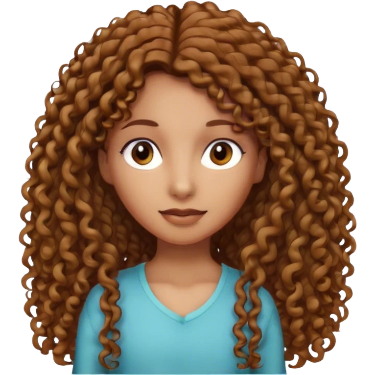 Haz un emoji de una chica un poco morena de piel, pelo largo rizo , flaca emoji