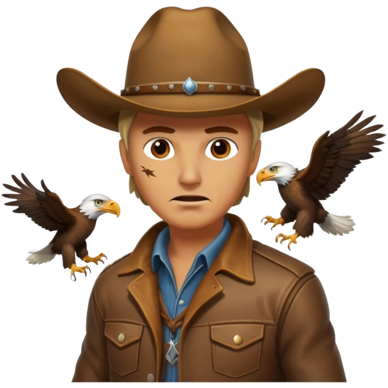 Eagle attacking cowboy emoji