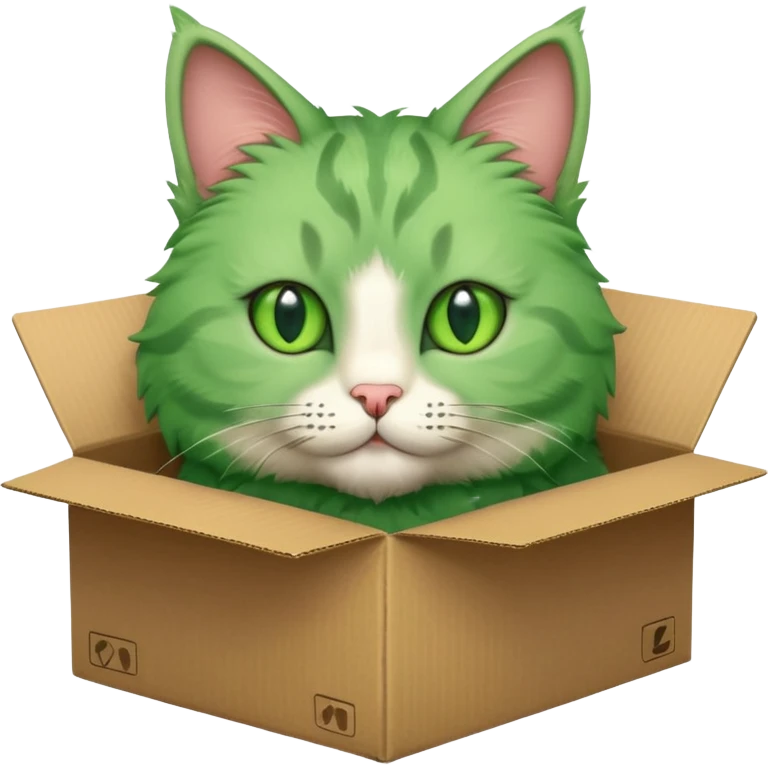 green cat in box emoji
