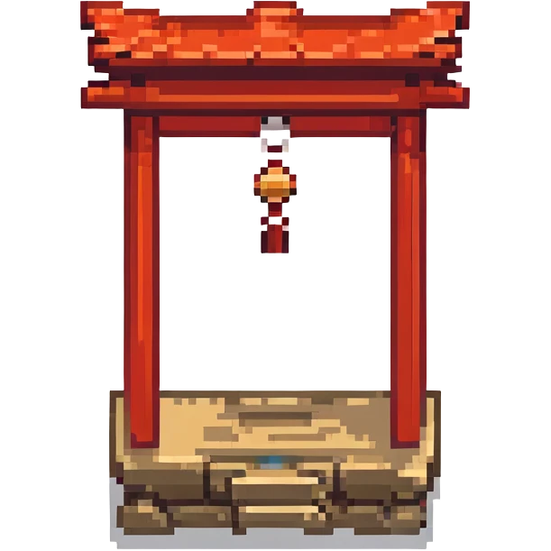 shinto shrine, pixel art style emoji
