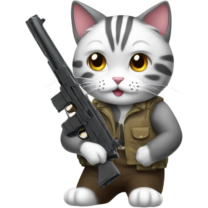 Cat with gun anime emoji