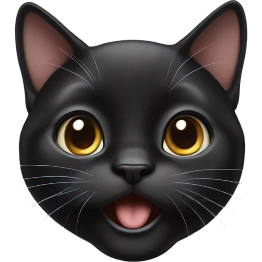 Surprised face of a black lop-eared cat emoji