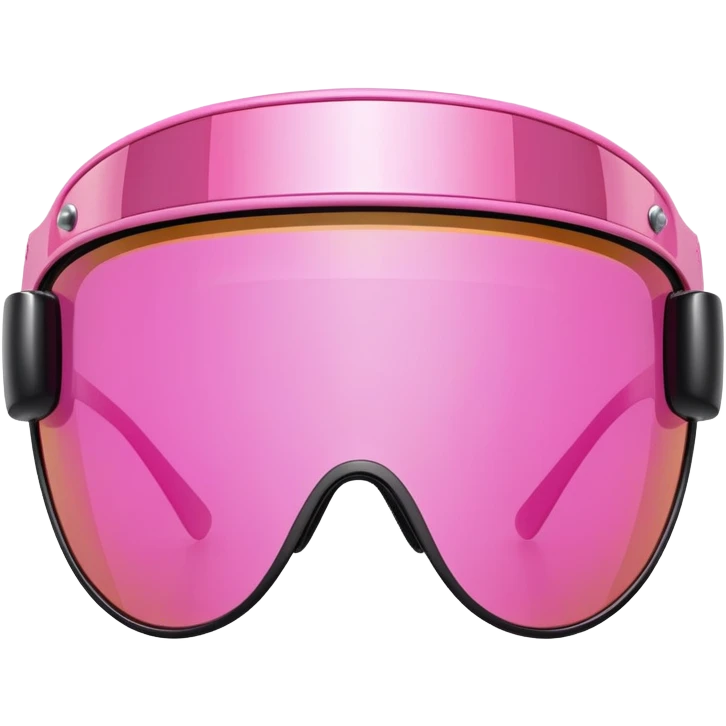 futuristic pink shield visor sunglasses, one-piece lens, Y2K style emoji