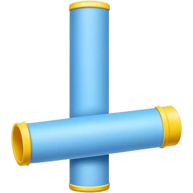 Blue foam tube with yellow ends on both end, not hollow, front view emoji