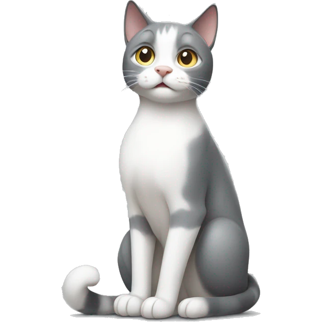 Gray and white cat begging for attention emoji