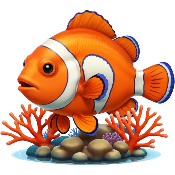 Clown fish with coral in an aquarium emoji