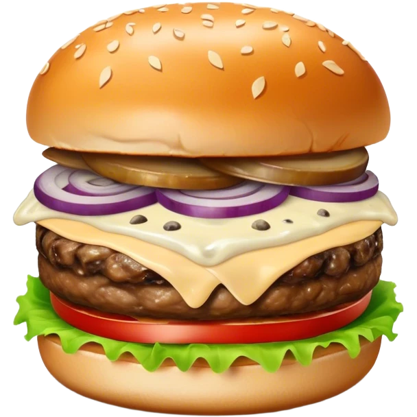 Burger with Swiss cheese, mushrooms, carmelized onions, and truffle aioli  emoji