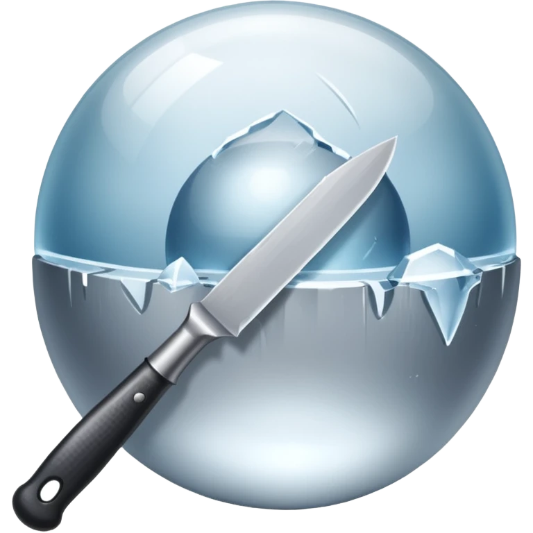 The knife is only visible from above, its tip showing from behind the ice ball. emoji