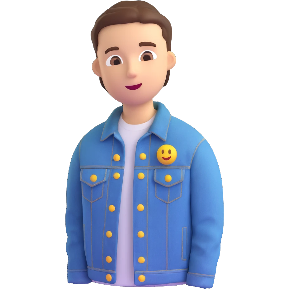 переодеть парня в джинсовку, сохранить 3d emoji стиль emoji