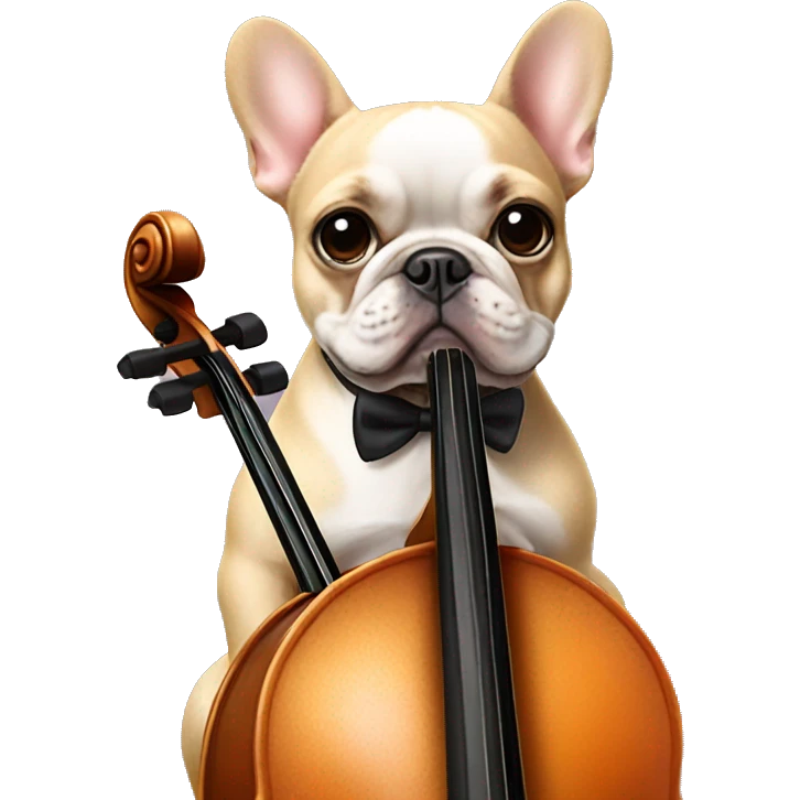 French bulldog playing cello emoji