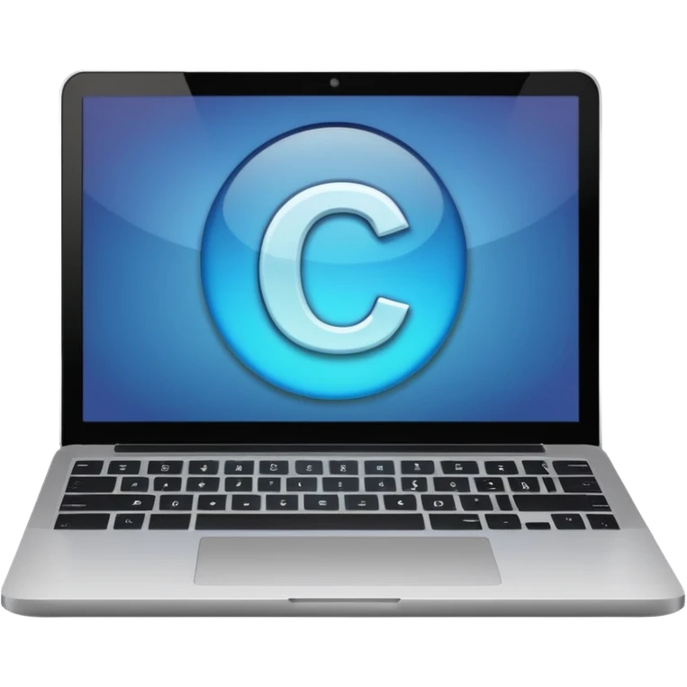 laptop screen with “C#” symbol emoji