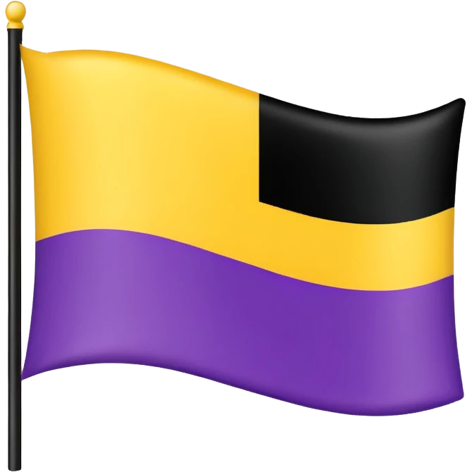 Nonbinary pride flag that goes from the top (black, white ,yellow) to the end (purple) emoji