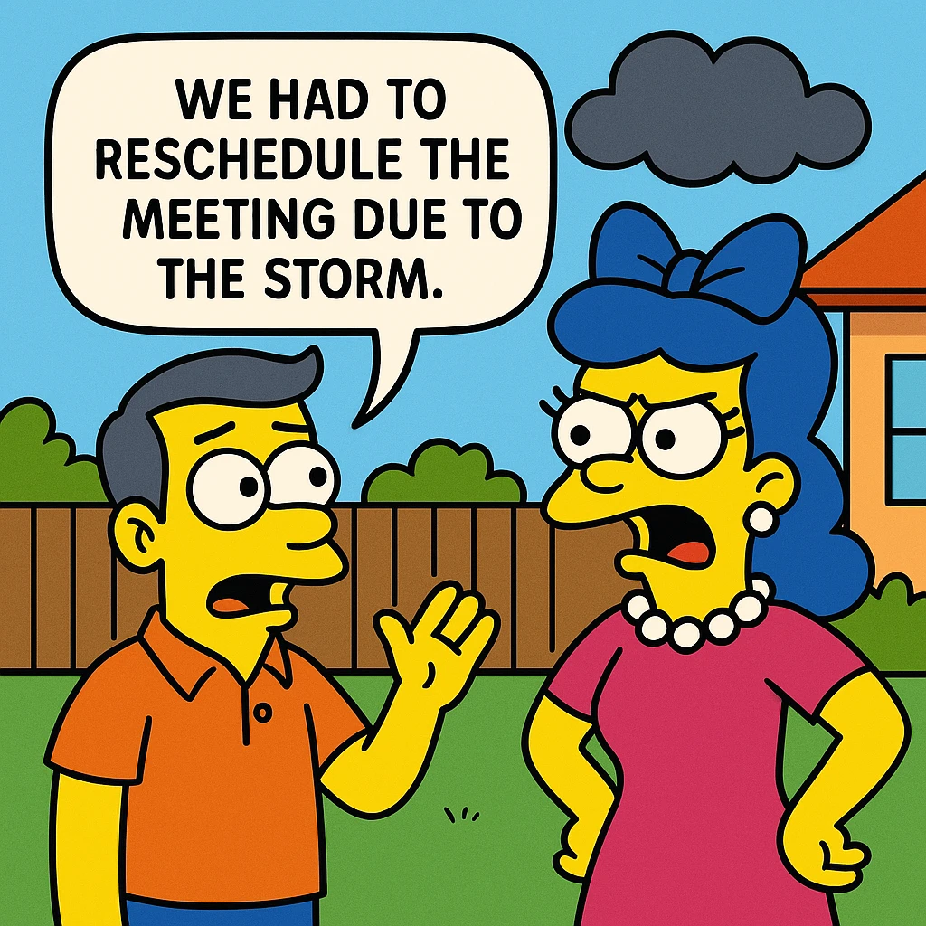 We had to reschedule the meeting due to the storm. emoji