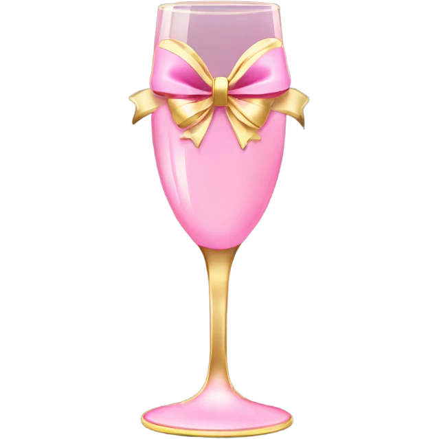 Pink champagne glass with gold bow emoji