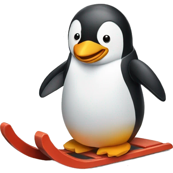 A penguin on a sled happy emoji