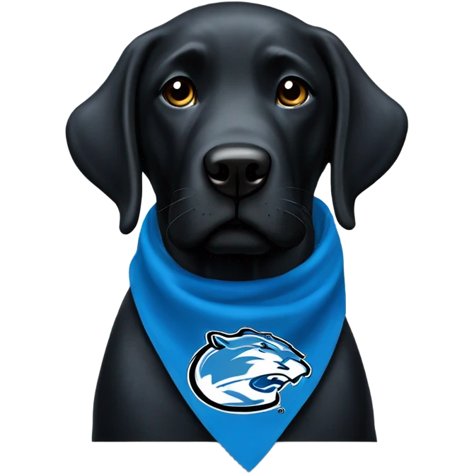 Large Black Lab dog in a Detroit Lions bandana  emoji