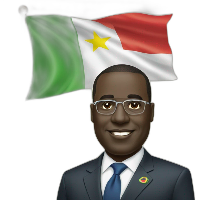 President Macky Sall with the flag of Senegal behind him emoji