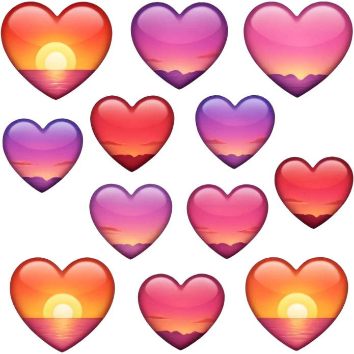 Sunset colored hearts emoji
