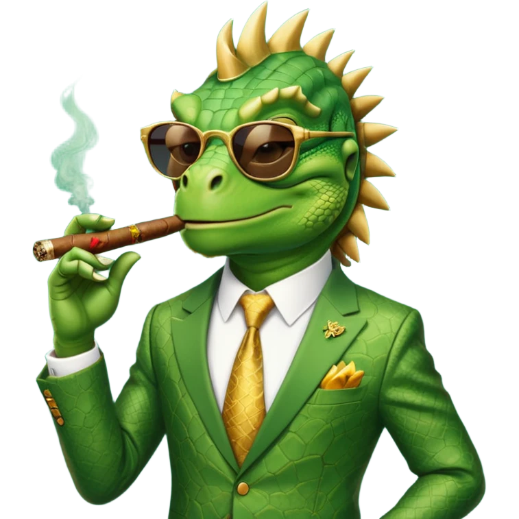 rich capitalist iguana king gold sunglasses emoji