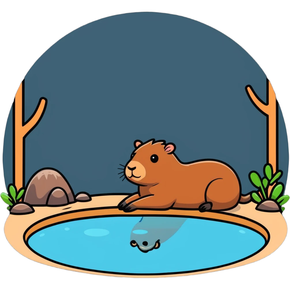 capybara relaxing in hot spring emoji