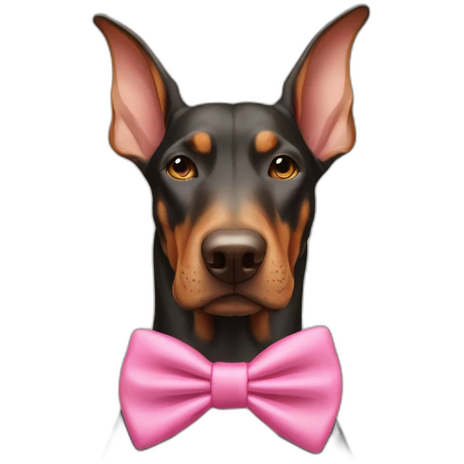 doberman-with-a-pink-bow-tie,-next-to-an-albino-and-a-light-brown emoji