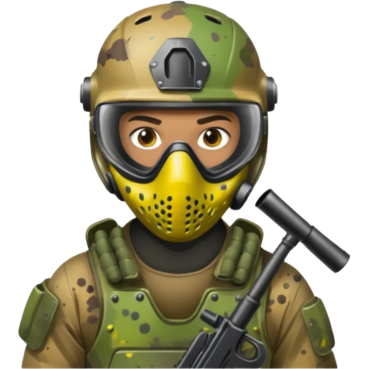 paintball player dirty with colors emoji