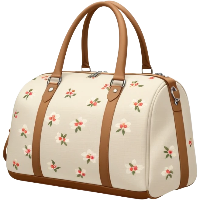 A sports bag with a pale beige print in a small flower emoji