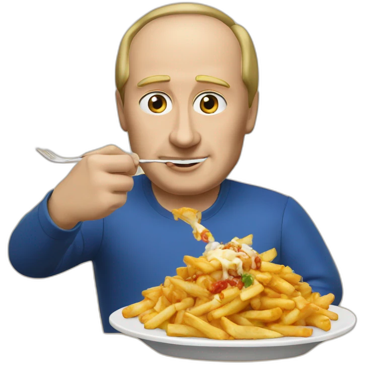 Vladimir Poutine qui mange une poutine emoji
